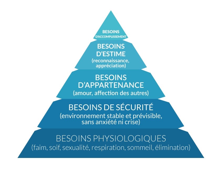 Les cinq bonnes raisons qui vous feront adopter le Motion design : susciter l'émotion : image de la pyramide des besoins de Maslow
