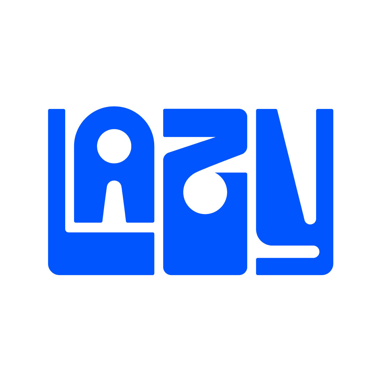 Design graphique exemple typographique : LAZY écrit en bleu